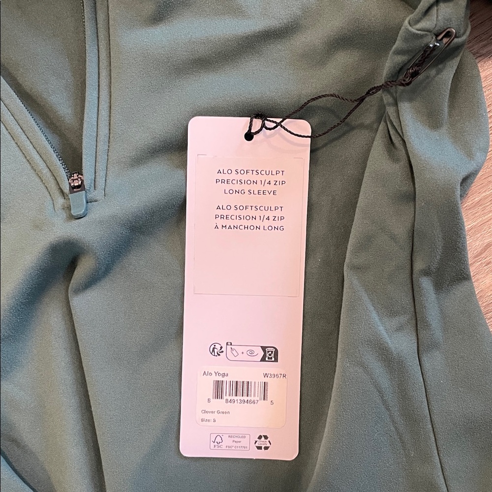 ALO Softsculpt Precision 1/4 Zip Long Sleeve Clover Green Small - Picture 6 of 8